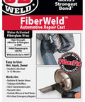 FiberWeld Automotive Repair Cast Kit Black 2 Inch Wide By 36 Inch Long Fiberglass Wrap With Resin for exhaust pipe repair.