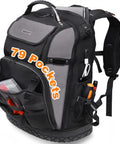 Heavy Duty Tool Backpack With 79 Pockets And 65 Molle Loops Massive Storage For Electricians And HVAC Pros 15 Inch Laptop Compartment