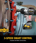 One Half Inch Cordless Impact Wrench Delivers Serious Kick Through A Brushless Motor pumping 1500 ft lbs torque on a pipe.