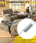 Heavy Duty Three Five Eighth Inch Recliner Tension Springs Four Pack with hooks, in a living room setting with reclining chairs.