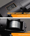 Adjustment button and wire coil of Automatic Rebar Tier Gun 0.3 To 1.3 Inch Tie Tool With 4400mAh Rechargeable Battery