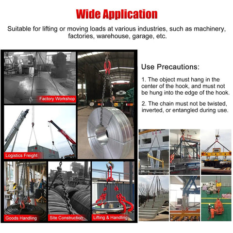 Kick Butt Heavy Duty Chain Lifting Sling 4 Leg 3 Ton 6614 Lbs Capacity Self Locking Hook in various industrial applications.