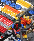 Huge 270 Piece Technic Gear Set With Gears Pins Axles Chains And Differential For Robotic Builds Random Color Pieces Compatible With Major Brand Kits Elevators Conveyors Turntables And Mechanisms; colorful gears and components shown.