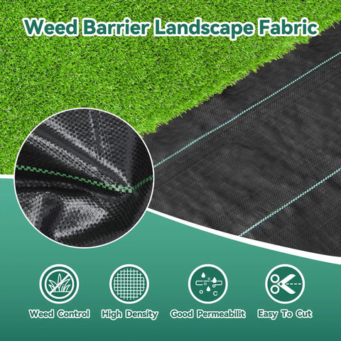 Heavy Duty 3.2Oz Weed Barrier Landscape Fabric 3Ft By 180Ft Woven Geotextile Weed Blocker Ground Cover with stitching details