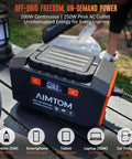 Portable Power Station 173Wh With 200W Peak 250W Surge USB C And USB A Ports Dual 12V DC Outputs LED Flashlight for camping
