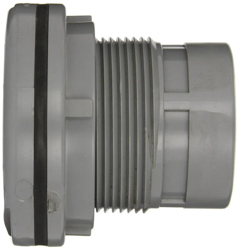 Rock Solid Cpvc Bulkhead Tank Adapter For Everyday Plumbing Setup, 2 Inch Npt Female Threads showing gray coupling side view.