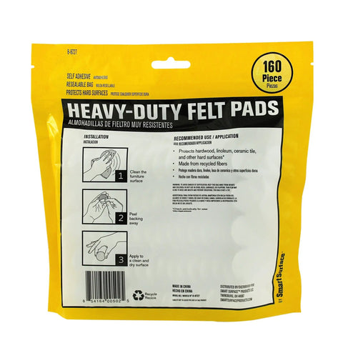 Packaging of Heavy Duty Self Adhesive 1-Inch Round Tan Furniture Felt Pads 160-Piece Value Pack In Resealable Bag Protect Floors