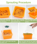Four Pack Microgreen Sprouting Trays With Humidity Domes 5 By 5 Inches BPA Free 1.2mm Mesh Holes Sprouter Kit Steps