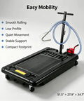 Heavy Duty 17 Gallon Low Profile Oil Drain Pan With Hand Pump Hose For Auto Shop Garage Fluid Collection Tank Casters And Drain Port with mobility features