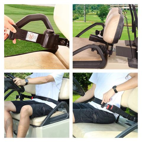 Universal 42 Inch Retractable Golf Cart Seat Belt Kit with Mounting Bracket for Yamaha, EZGO, Club Car