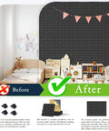 Before and after using 12 Pack Acoustic Panels Self Adhesive 3D Brick Pattern Sound Proof Wall Panels For Recording Studios Offices And Home Black Boost Echo Control And Get A Cleaner Room Vibe With High Density Polyester Absorption NRC Over 0.95 And Easy Sticky Mount