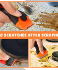 Person using 9 Piece Plastic Scraper Set With Razor Blade Scraper Plastic Pick Putty Knife And Thin Spudgers for cleaning surfaces.