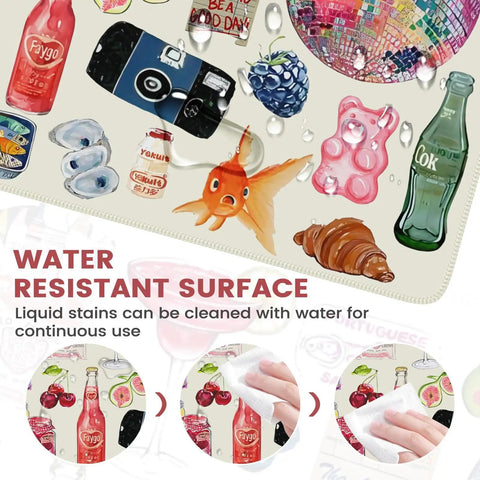 Large Anti Slip Desk Pad For Keyboard And Mouse With Stitched Edges Watercolor Style with water-resistant features