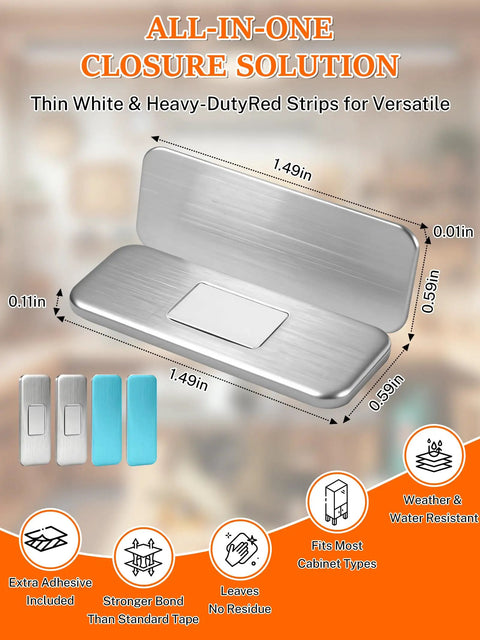 Super Strong Tio Bohem Ultra Thin Magnetic Cabinet Door Catch With No Drill Tool Free Adhesive Stainless Steel Latch for versatile use.