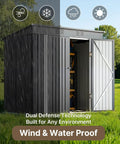 Large Capacity 6 Foot By 4 Foot Outdoor Storage Shed with Double Lockable Doors, waterproof steel design in backyard