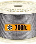 Heavy Duty One Eighth Inch T316 Stainless Steel Aircraft Cable Wire Rope For Deck Railing Kit Non Magnetic Marine Grade Built To Last 700ft spool