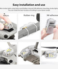 Rechargeable Drone Strobe Light LED Lamp For Night Flights FAA Ready Beacon attached with Velcro, rubber ring, and 3M adhesive