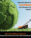 Brushless Cordless Lawn Mower With 48V Max Power 15 Inch Deck 2x24V 4Ah Batteries Dual Charger Lightweight Yard Tool beside green globe