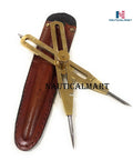 Artist Proportional Divider Brass 9 Inch Drawing Tool with Leather Case for Precision Sketching
