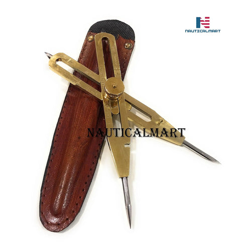 Artist Proportional Divider Brass 9 Inch Drawing Tool with Leather Case for Precision Sketching