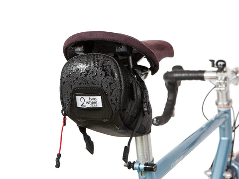 Waterproof Under Saddle Seat Pack For Bike Commuting And Touring, Recycled Ripstop Bag With Adjustable Saddle Mount on bicycle