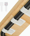 50 Pack Hook And Loop Cable Ties For Under Desk Cable Management organizing cables on wooden desk, white color