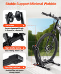 Close-up of a Two Pack Bike Floor Stands For 20 To 27 Inch Mountain And Road Bikes Rust Resistant Alloy Steel Folding Bike Storage Rack highlighting stability features