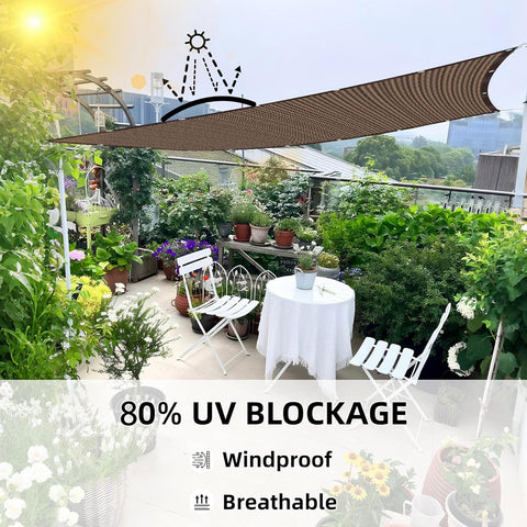 Mocha Shade Cloth With Grommets And Ropes For Outdoor Patio Pergola 80 Percent UV Blocking Sun Shade 10 By 20 Feet Mesh Cover
