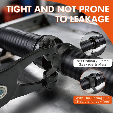Close-up of clamp in use from All In One 352 Piece Spring Hose Clamp Kit With Rotary Clamp Pliers And Pipe Removal Pliers Includes 6mm To 25mm Clamps For Automotive Marine Gardening Fuel Lines Vacuum Hoses And More