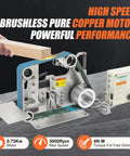 Kickass 2X36 Inch Desktop Belt Grinder And Sander Featuring Infinite Variable Speed For Knife Making Packed With Tough 60 And 800 Grit Sanding Belts For Slick 110V Shop Work And Precision Metal Shaping in use with wood
