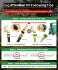 Instructions for selecting the correct hose type, featuring images of male to female and female to female connectors.