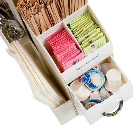 Single Serve Coffee Pod Drawer And Cup Condiment Set For Kitchen Counter 36 Pod Capacity Two Piece White Storage Organizer