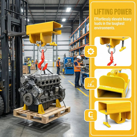 Heavy Duty Forklift Lifting Hook Attachment With 5500 Lbs Capacity, Single Fork Mobile Crane Hoist Builds Ultimate Workhorse For Rigging And Tough Jobs, Rugged Steel Build With Swivel Hook And Easy T-Screw Lock