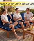 60 By 40 Inch Outdoor Swing Cushions With Backrest And Tie Straps For 2 To 3 Seater Patio Benches Blue Crushed Sponge Filled