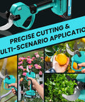 Smooth Cordless Electric Pruning Shears Featuring Brushless Motor And Dual 2Ah Batteries for precise cutting on branches and plants.