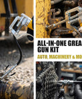 Mini Grease Gun Kit With 4500 PSI Power, Garage Ready Upgraded Double Handle 6 Jaw Locking Coupler, precision lubrication use