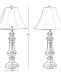 Touch Control Steel Table Lamps Bronze Finish Set Of 2 With Faux Silk Softback Shades, dimensions 32x17 inches each