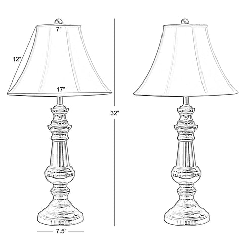 Touch Control Steel Table Lamps Bronze Finish Set Of 2 With Faux Silk Softback Shades, dimensions 32x17 inches each