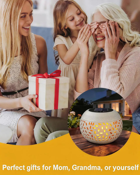 Family gifting Outdoor Solar Table Lights With Dancing Flickering Flame Dope Style Waterproof White Metal Lantern