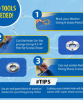 Heavy Duty Marine Twist Fasteners And Turn Button Eyelets With Long Prongs installation tips on blue fabric.
