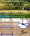 6 Piece Dog Agility Jumps And Hurdles Set With Adjustable Heights, featuring PVC hurdles in outdoor and indoor settings.