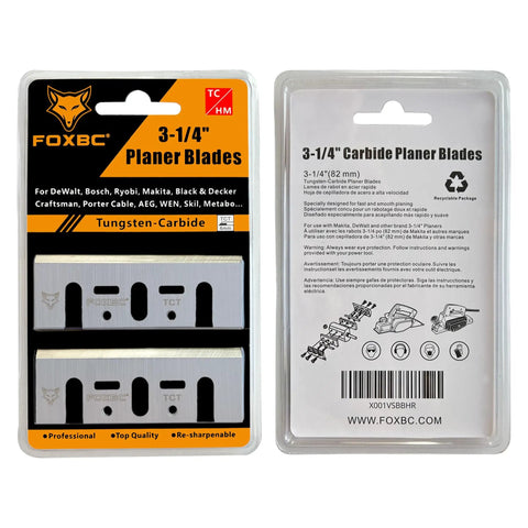 Heavy Duty 3 1/4 TCT Tungsten Carbide Planer Blades Replacement For Makita Dewalt Bosch Ryobi Handheld Tools in packaging.