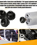 20T 5mm Bore Hardened Steel Motor Pinion Gear 3 Pack For 1/8 And 1/10 RC Crawlers Monster Trucks Short Course Trucks And Boats Fits 550 540 Motors 5mm Shafts Compatible With Traxxas Axial FMS HSP Losi Redcat, gears displayed with motor setup