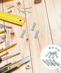 Eight Piece Hacksaw Bolt and Wing Nut Set for DIY Repairs on a wooden surface with tools and connectors visible