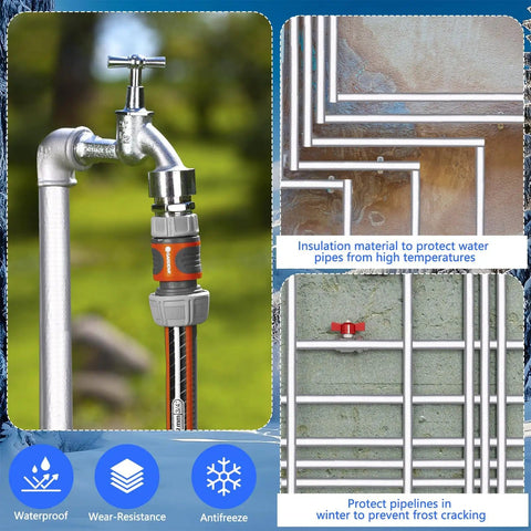 14 Pack Pipe Insulation Foam Tubes With Self Adhesive Aluminum Foil Wrap, outdoor water pipe protection, faucet view