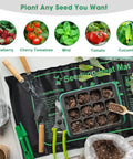 Pro Grade Seed Starter Kit With Heat Mat And Grow Light, 5 pack seedling trays, soil and garden tools on mat