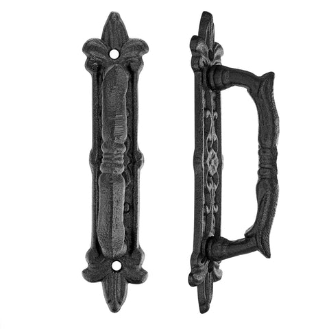 Heavy Duty 2 Pack 8.9 Inch Black Cast Iron Barn Door Handles For Garage Closet Cabinet Gates And Fences Rustic Vintage Hardware