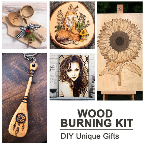 Wood Burning Kit With Adjustable Temperature 220 To 480 C, 116-Piece Pyrography And Soldering Tool Set images of engraved wooden crafts