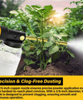 Close-up of Electric Diatomaceous Earth Duster Compatible With DeWalt 20V Batteries 1L Garden Dust Applicator in use