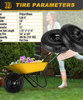 No Flat 4 To 6 Wheel And Tire Set With 13 Inch Wheels Solid Foam Filled Tires for garden carts and wheelbarrows on grass